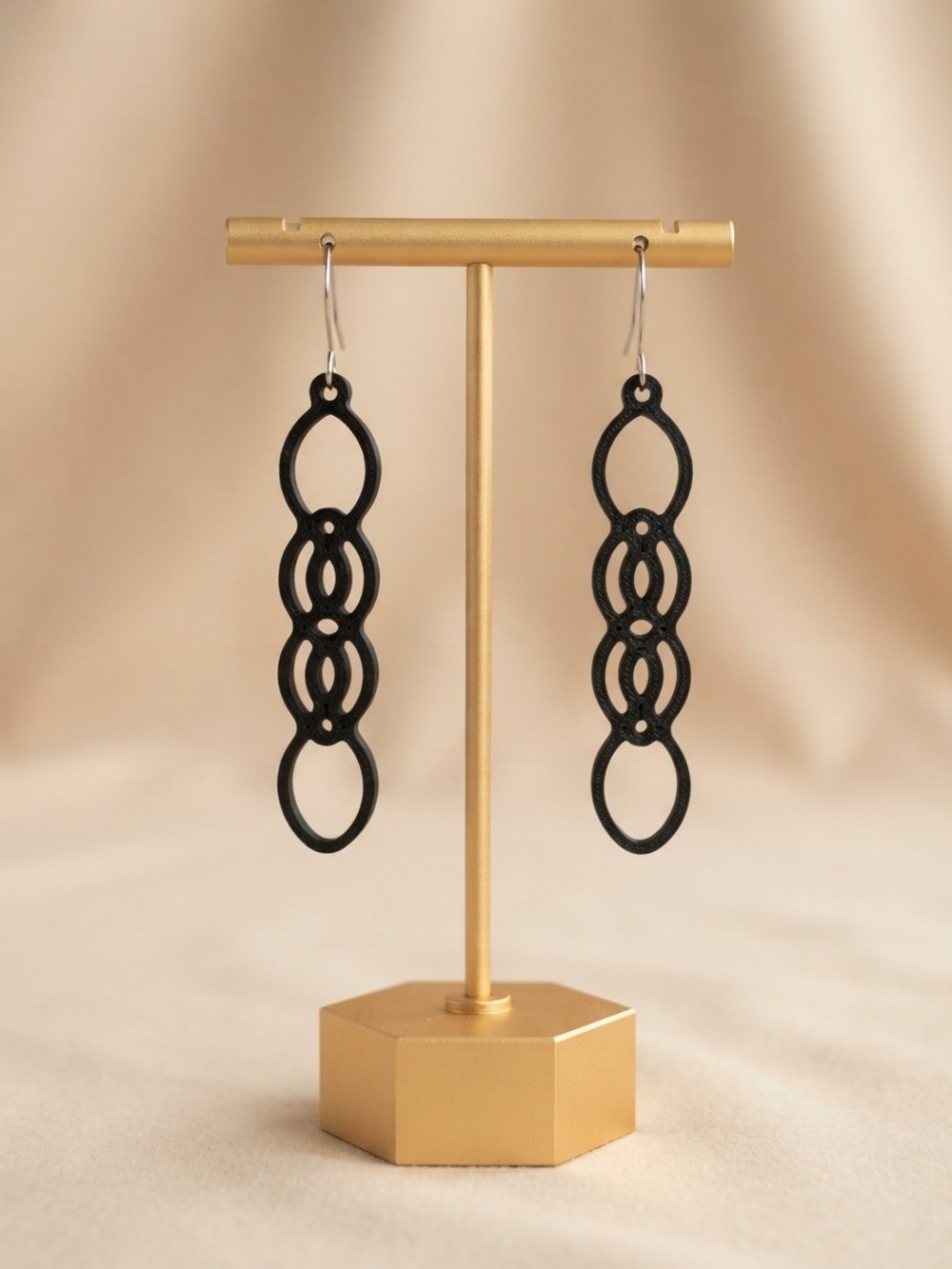 Black Interlinked Loop Drop Earrings - Brand